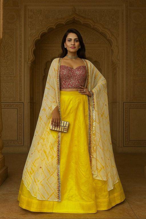 FB L355 slub silk Indo western Lehenga choli with price